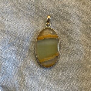 Sterling Silver Mustard Agate Oval Pendant